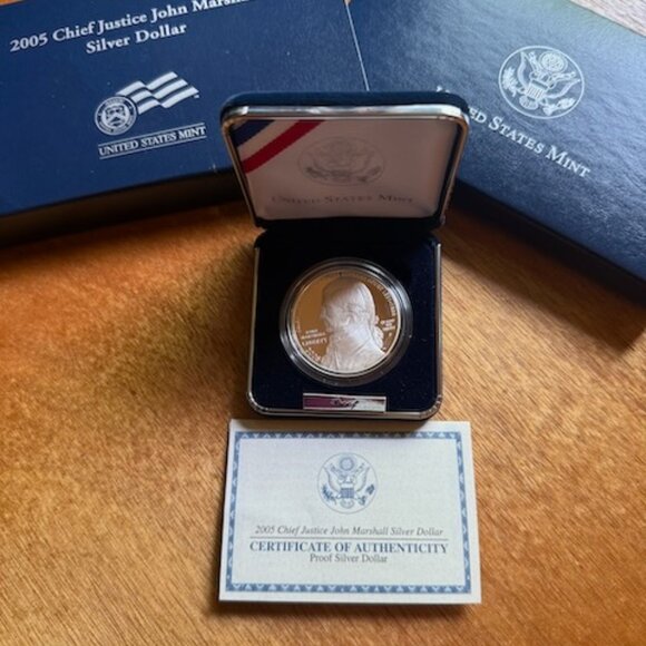 2005-P Chief Justice John Marshall 90% Silver Dollar Proof Coin, OGP, COA - Picture 1 of 8